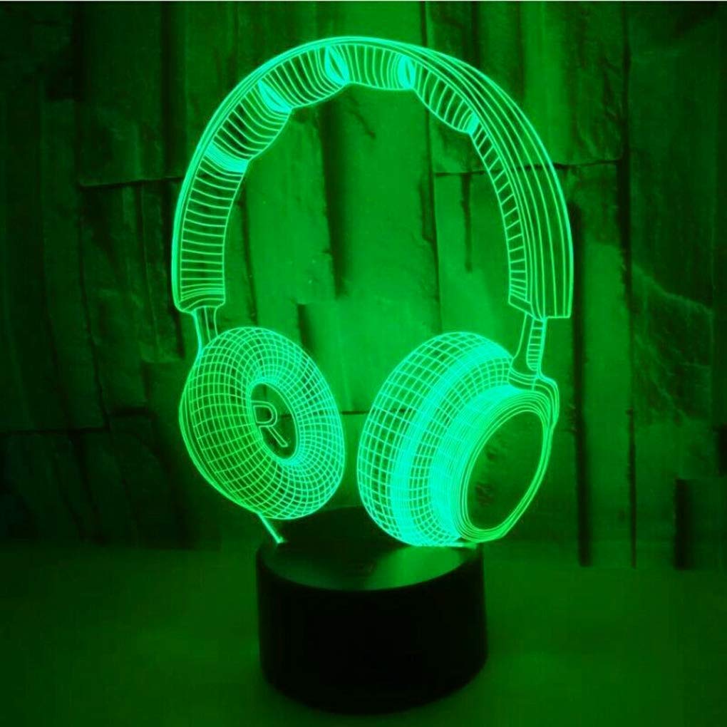 AZIMOM Headphone Headset 3D Illusion Lamp 16Color Night Light